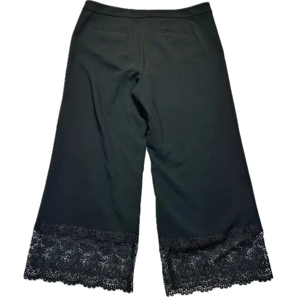 Ann Taylor Factory Womens Black Lace Hem Cropped Wide Leg Pants Size 14 Spring - Picture 7 of 8